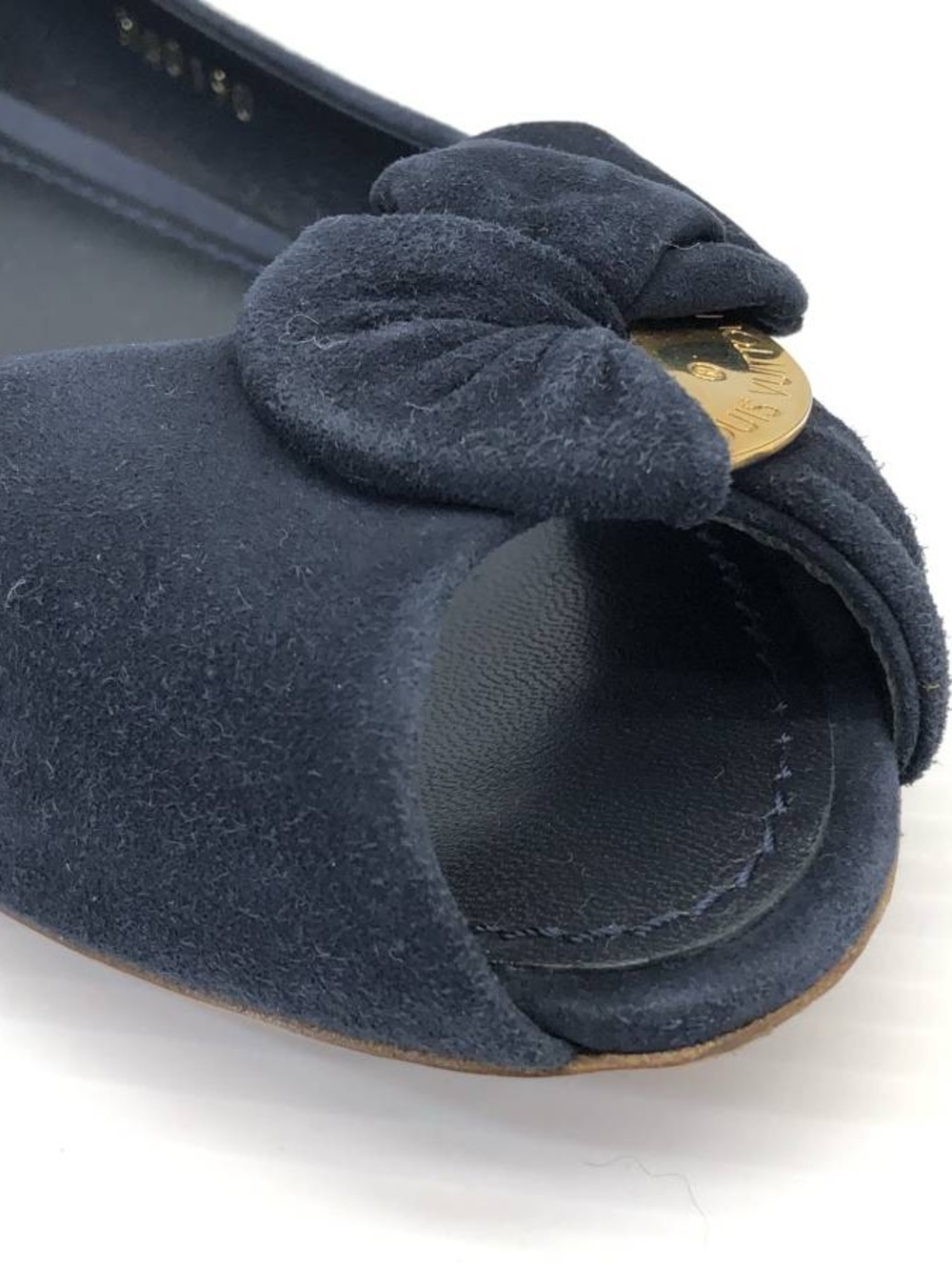 Louis Vuitton Navy Peep-Toe Bow Flats - Picture 6 of 10